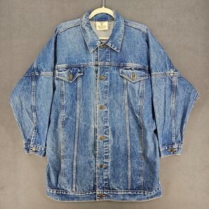 Vintage Limited Express Jacket Womens 2‎ Blue Denim Oversized Trucker USA 80s